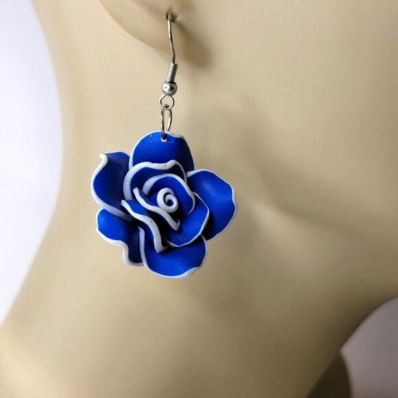 Blue Flower Earrings - Picture 2 of 4